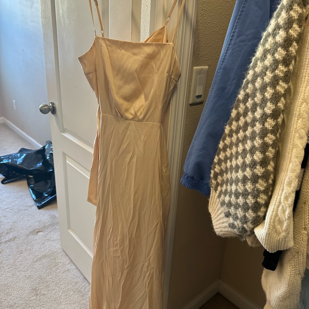 Elegant Cream Spaghetti Strap Dress